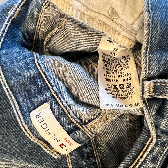 Vintage 90s Tommy Hilfiger tapered Patchwork Jeans Sz 14 - Picture 6 of 6